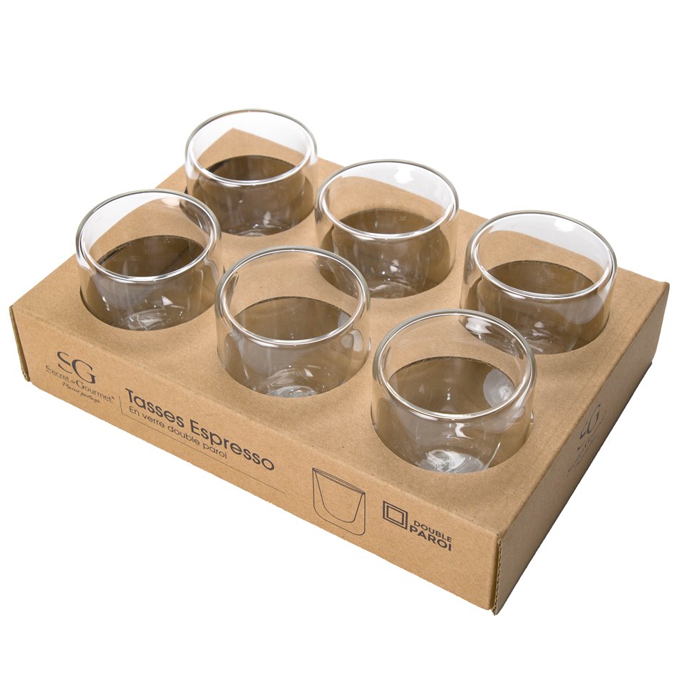 Double wall cup, glass, 80 ml, D5.5cm