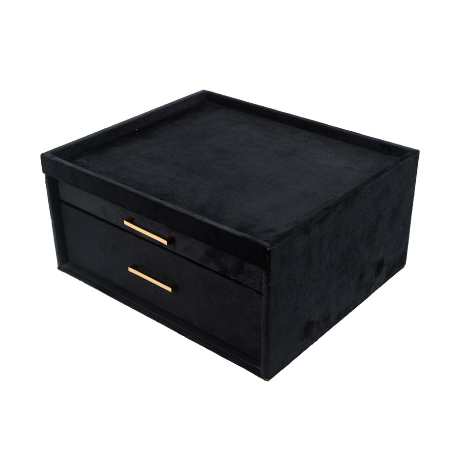 Juvelyrinių dirbinių dėžutė TABERNO, juodos/šviesiai pilkos sp., 32x27x15.5cn