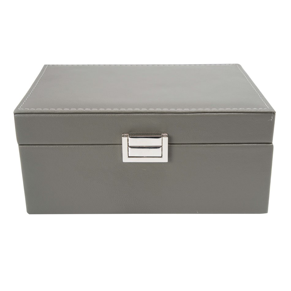 Juvelyrinių dirbinių dėžutė TRAMOTI, pilkos/smėlio sp., 21x15x10cm