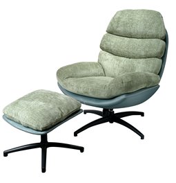 Armchair Vincento with footstool, green 09, 92x79x100cm