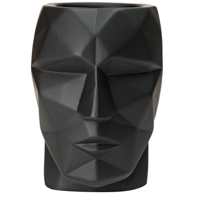Pen holder The Head, black, cement