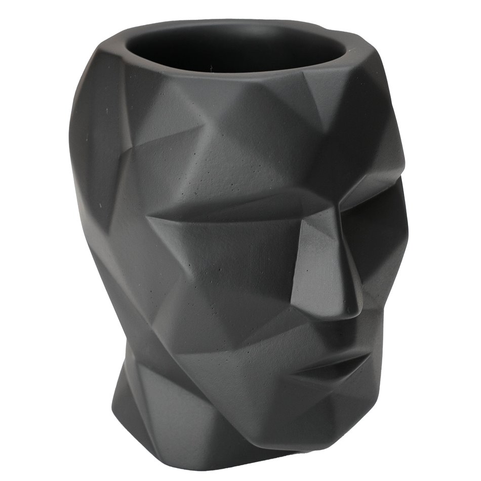 Pen holder The Head, black, cement