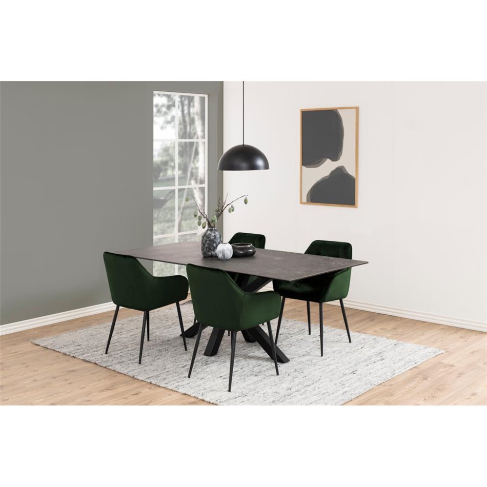 Dining chair Arook, set of 2 pcs, green, H83x58x55cm, seat height 47cm