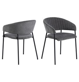 Valgomojo kėdė Agn, rinkinyje 2 vnt, tamsiai pilkos sp., H77.5x54.5x54cm, sėdimosios dalies aukštis 49cm