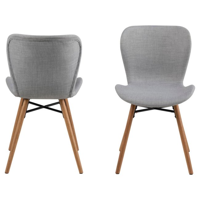 Dining chair Atilde, set of 2 pcs, light grey, H82.5x47x53cm, seat height 46cm