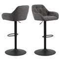 Bar stool Arook, set of 2 pcs, anthracite, H109x52x52cm, seat height 63-84cm