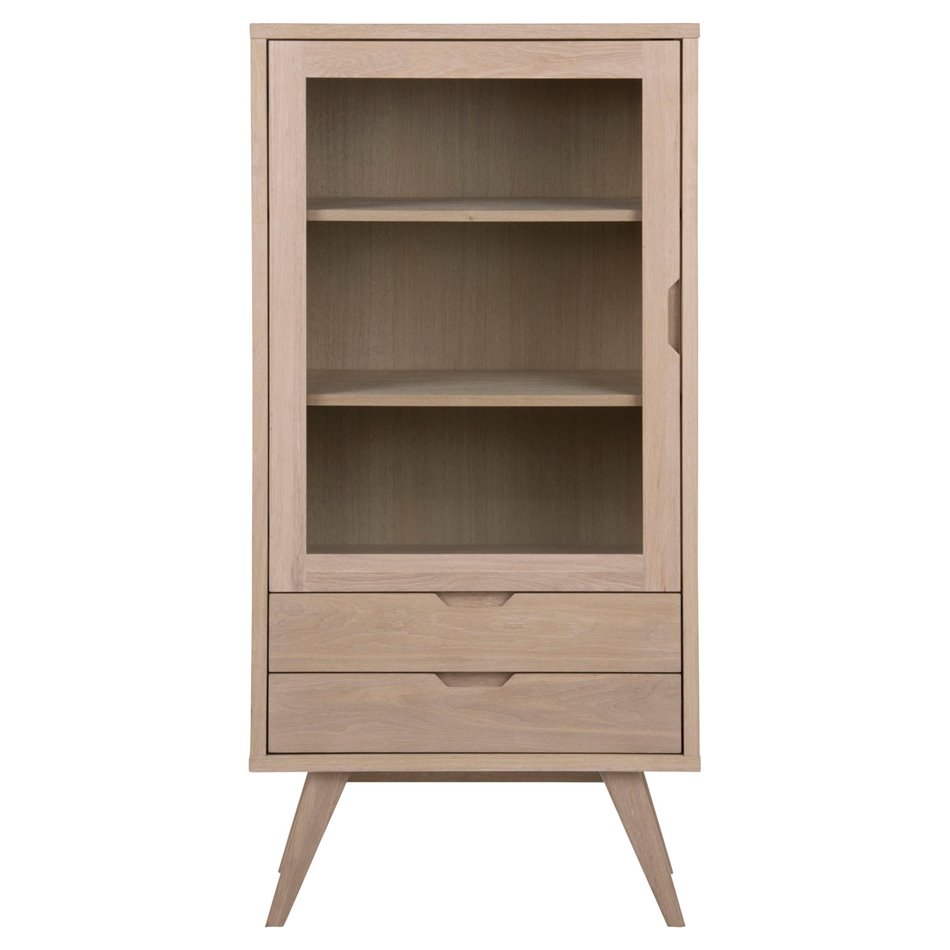 Display cabinet Alina, oak veneer, H145x72x36cm