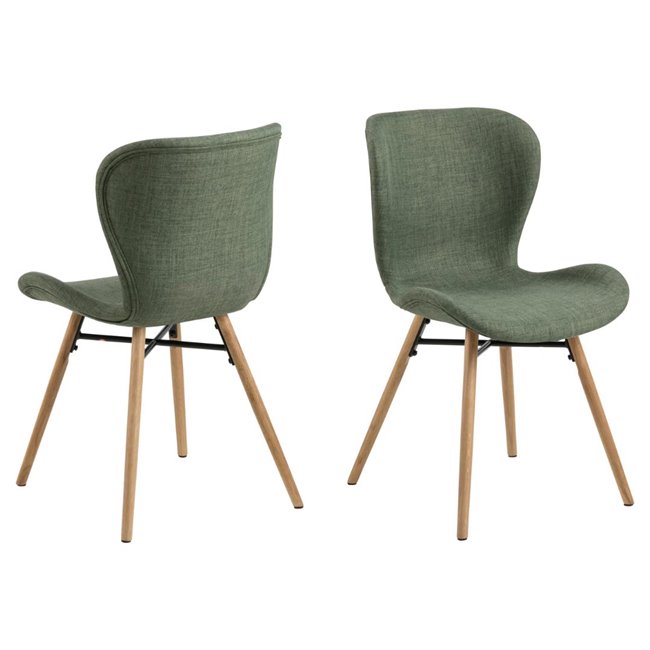 Dining chair Atilde, set of 2 pcs, green, H82.5x47x53cm, seat height 46cm