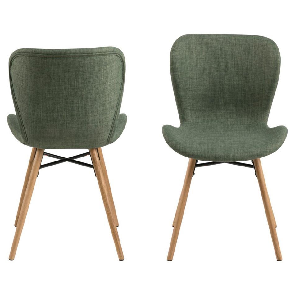 Dining chair Atilde, set of 2 pcs, green, H82.5x47x53cm, seat height 46cm