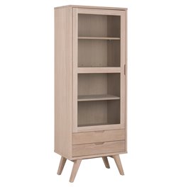 Display cabinet Alina, oak veneer, H190x72x42cm