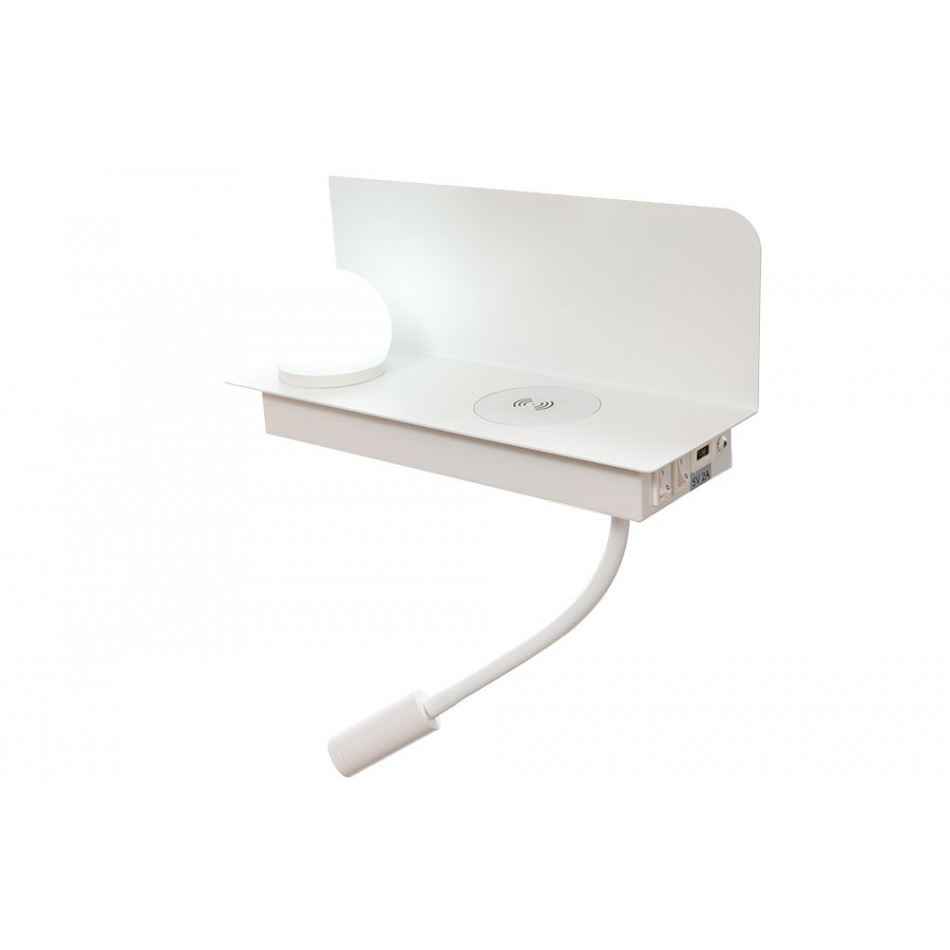 Wall lamp Zelva QI/USB, white, 2 LED 3W, 28x10x13cm
