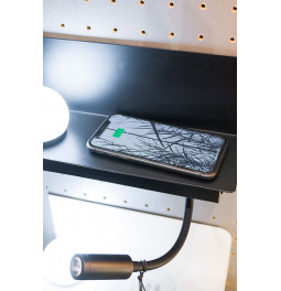 Wall lamp Zelva QI/USB, black, 2 LED 3W, 28x10x13cm