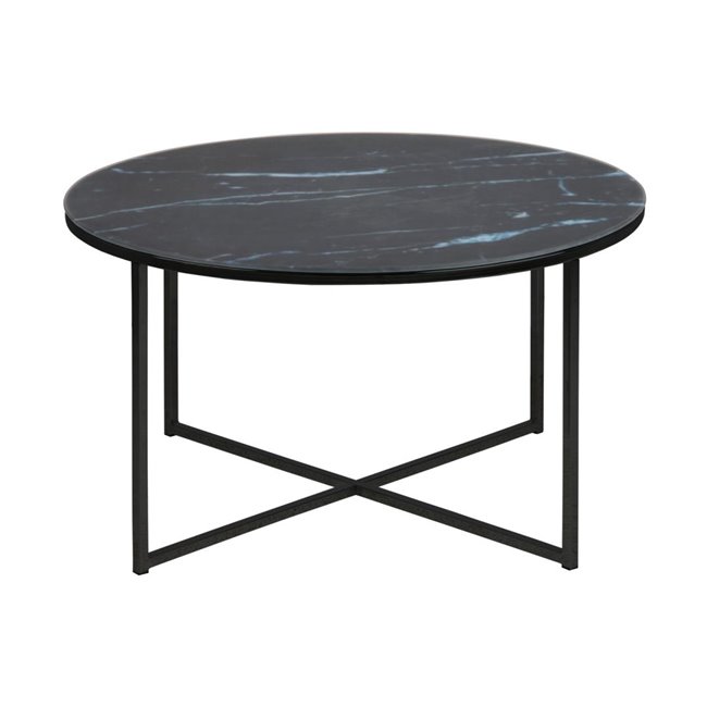 Kavos staliukas Alis, juodas, glass/metal, D80cm, H45 cm