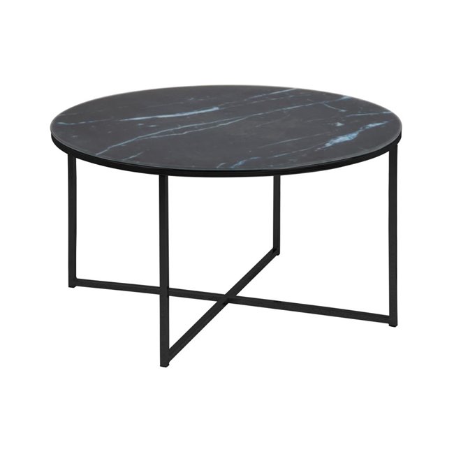 Kavos staliukas Alis, juodas, glass/metal, D80cm, H45 cm