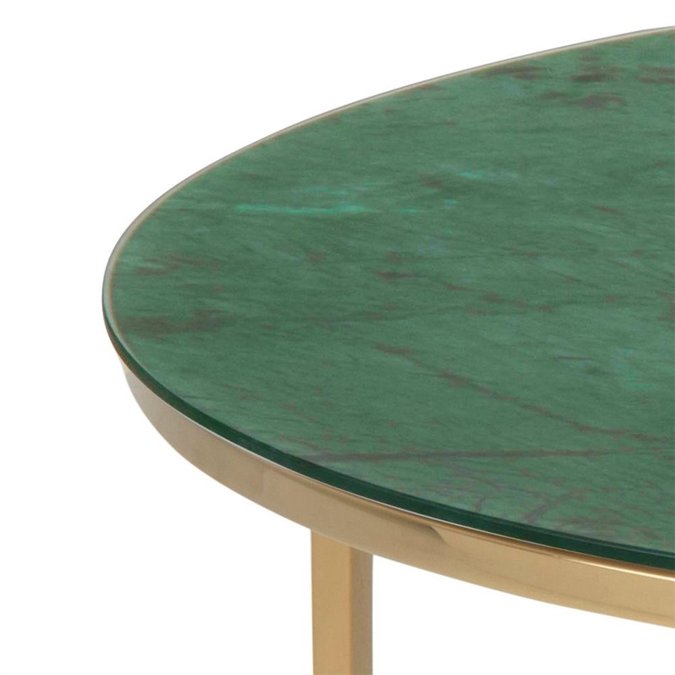 Coffee table Alis, golden/green, glass, H45cm, D80cm 