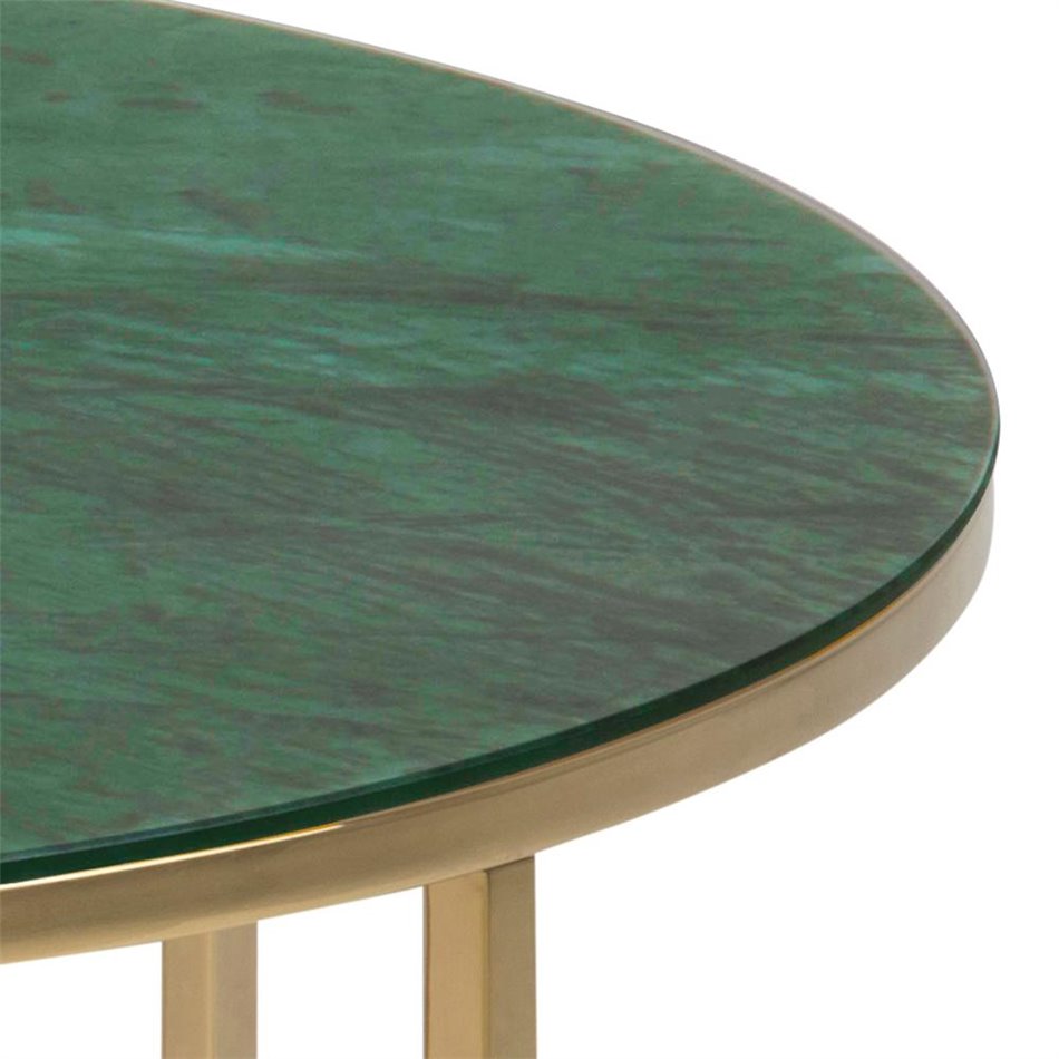 Coffee table Alis, golden/green, glass, H45cm, D80cm 