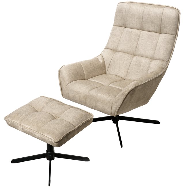 Armchair Oberwald with ottoman, beige,  98x42x73cm