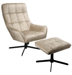Armchair Oberwald with ottoman, beige,  98x42x73cm