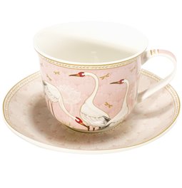 Breakfast cup with saucer Dancing Herons, 400ml, H9.7 D17.5c