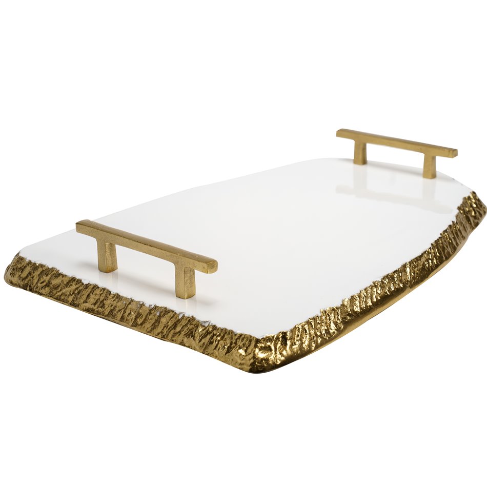 Tray enamel, aluminium, golden, 6.3x42x30.5cm