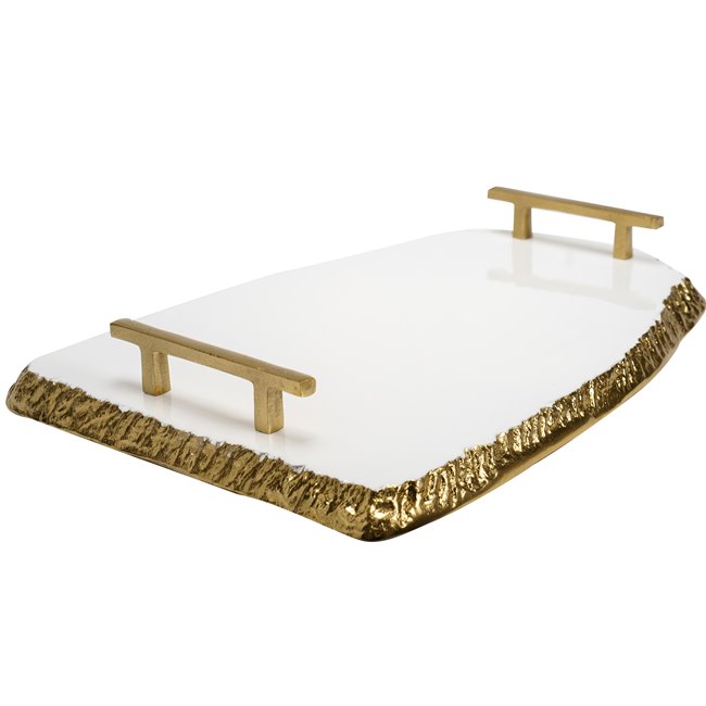 Tray enamel, aluminium, golden, 6.3x42x30.5cm