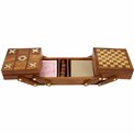 Wooden/brass game box w/set of 4 games, 26x13xH6.5cm