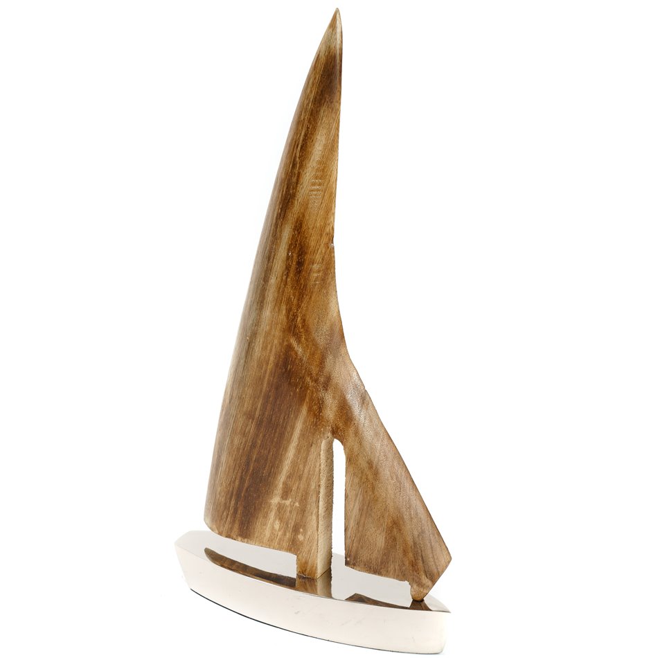 Decor Sail boat, wooden/aluminium, 18x5.5xH35cm