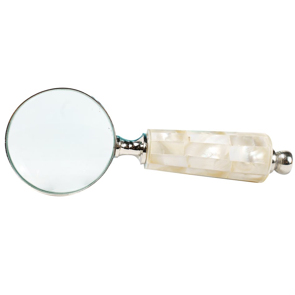 Brass 4 Magnifier w/mop handle NKL finish