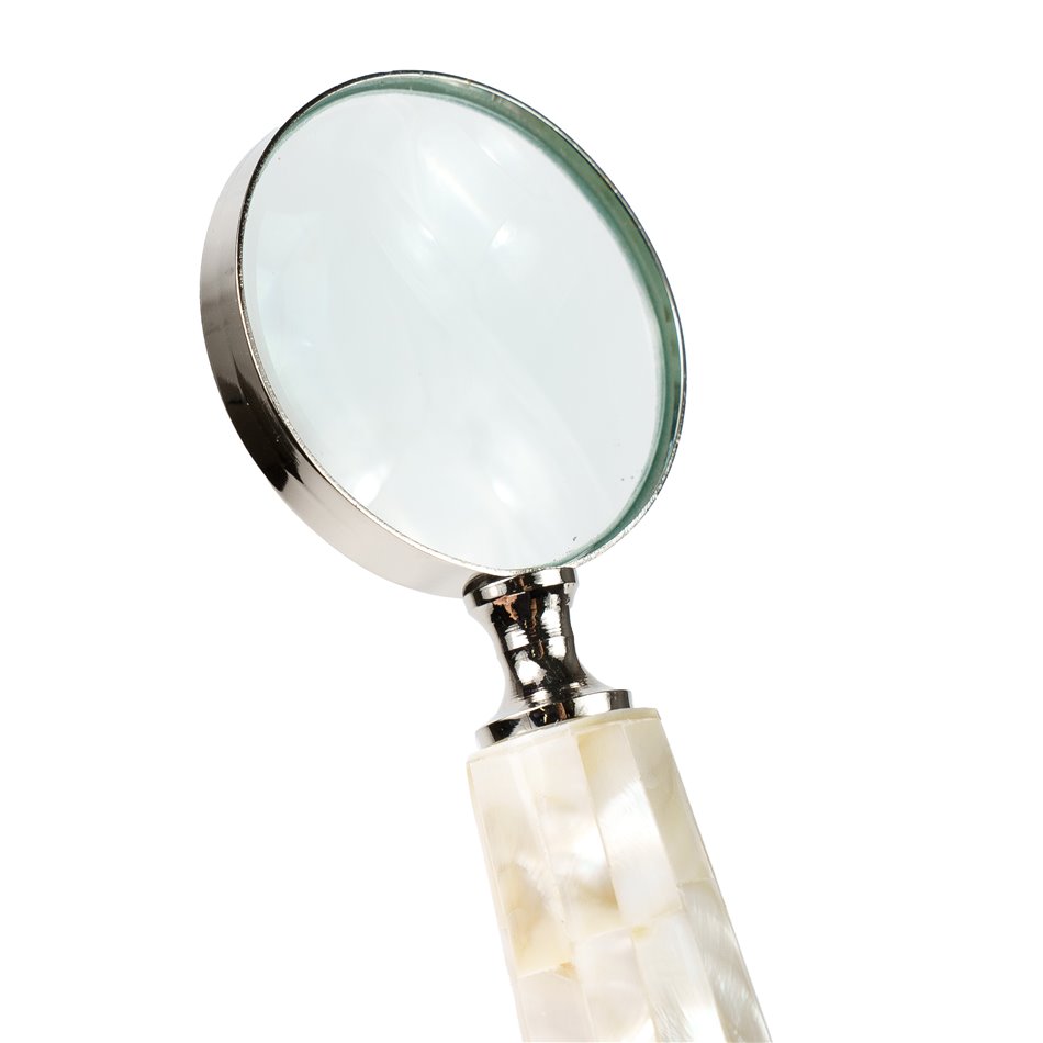 Brass 4 Magnifier w/mop handle NKL finish