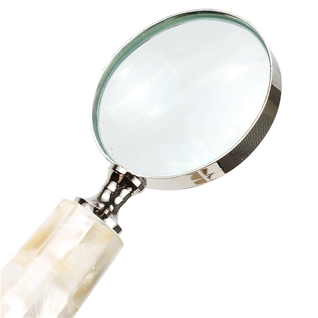 Brass 4 Magnifier w/mop handle NKL finish