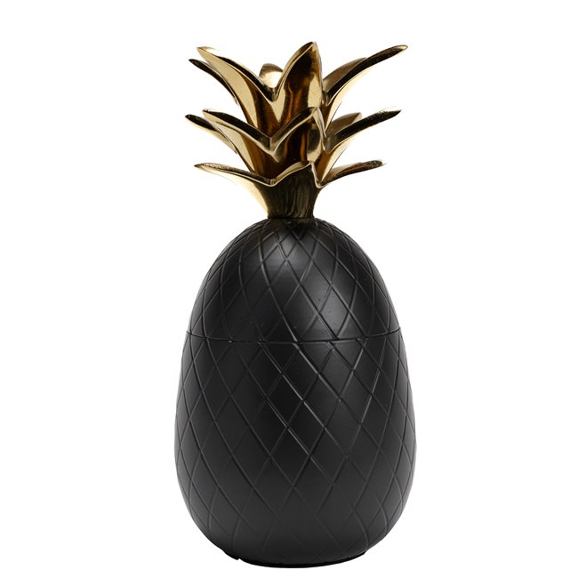 Dekoratyvinis indas Pineapple, aliuminio, juodas /aukso sp., H20 D10cm