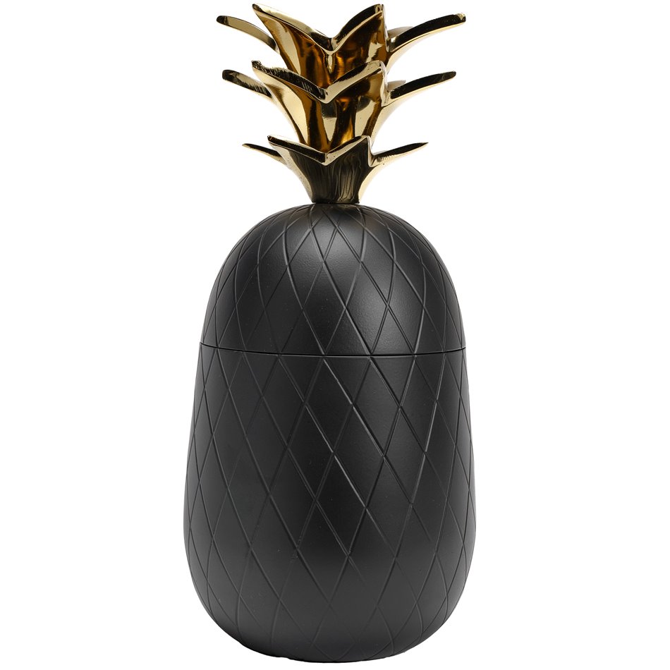 Dekoratyvinis indas Pineapple L, aliuminio, juodas/aukso sp., H28.5 D12.7cm