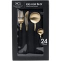 Cutlery set 24 pcs Ida, black/gold