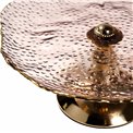 Torto plokštė ant kojos, stiklas/metalas, aukso sp./rožinis sp., 10x26x26cm
