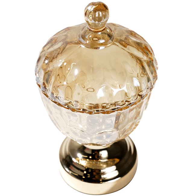 Jar with lid, amber/golden, 22x10x10cm