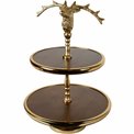 Wooden 2tier cake stand w/ Reindeer handle, D28x39cm