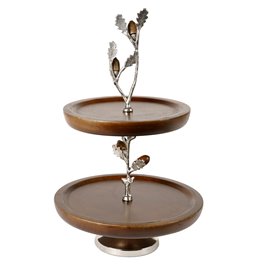 2 Tier Fruit Stand Ofena w/acorn leaf, D28x42.5cm