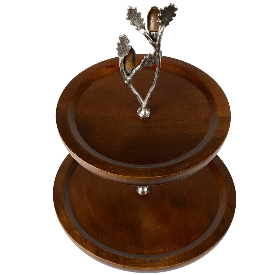 2 Tier Fruit Stand Ofena w/acorn leaf, D28x42.5cm