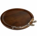 Wooden round tray Ofena w/acorn leaf, 6x30x28cm