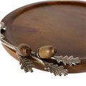 Wooden round tray Ofena w/acorn leaf, 6x30x28cm