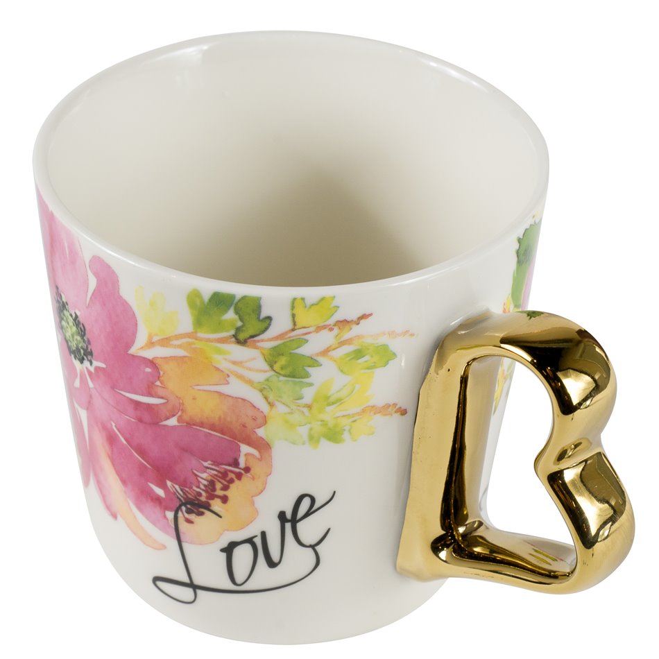 Кружка фарфоровая с цветочным декором,13x10x9cm, 400ml