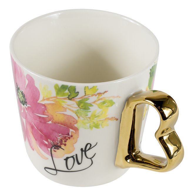 Кружка фарфоровая с цветочным декором,13x10x9cm, 400ml