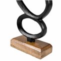 Candlestick on mango wood base metal black, 10x25x5cm