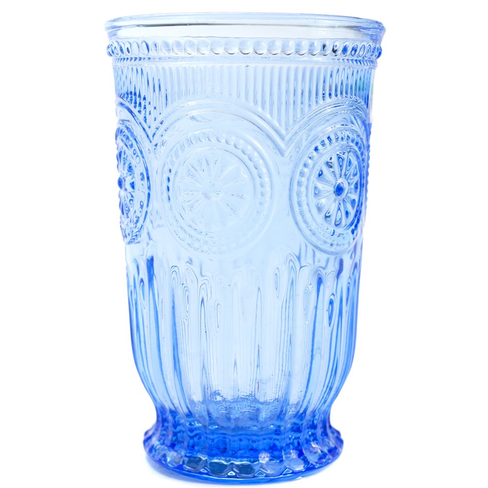 tumbler glass Santolea with sun flower, 8x13cm, 350ml