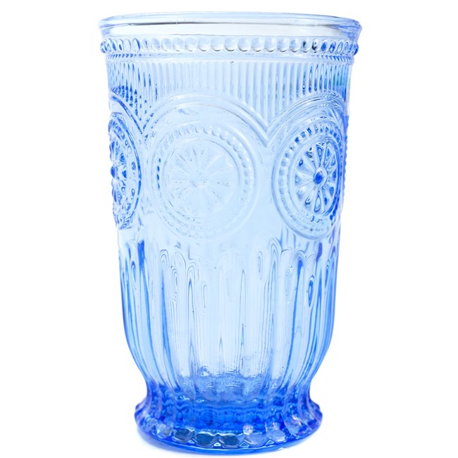 tumbler glass Santolea with sun flower, 8x13cm, 350ml