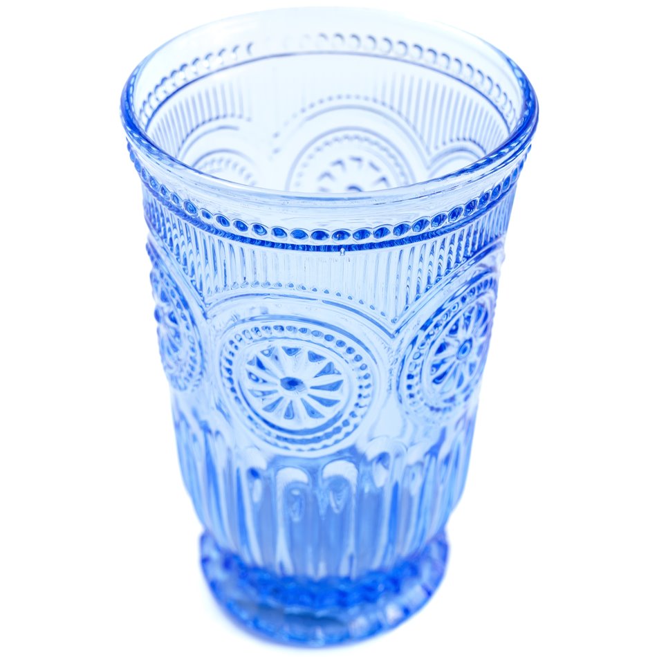 tumbler glass Santolea with sun flower, 8x13cm, 350ml
