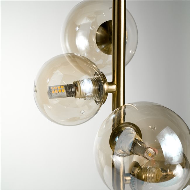 Table lamp Rade cognac/brass, 24x19xH48cm,G9LEDx4, 5W(MAX)