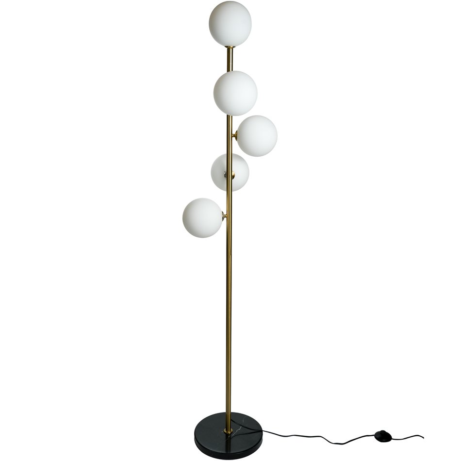 Floor lamp Rade opal white/ brass, D30xH170cm,G9 LEDx5, MAX 5W