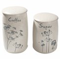 Coffee/Sugar jar set, porcelain, cream,19x10.5 