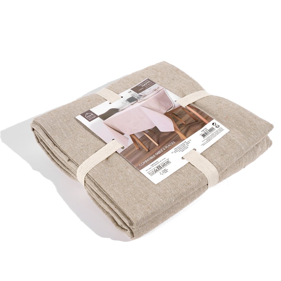 Tablecloth, cotton, beige, 140x250cm